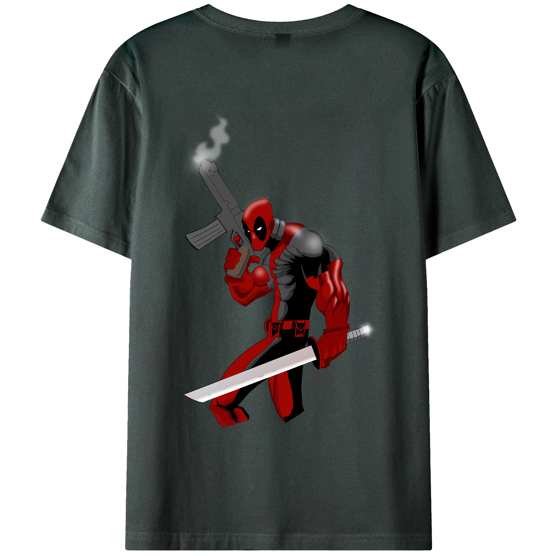 （画像用） Deadpool デッドプール 綿100％ メンズ半袖Tシャツ（バックプリント） 通気性